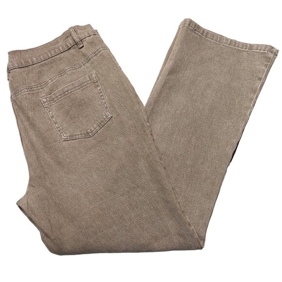 DG2 Diane Gilman Petite Classic Stretch Patchwork Tamarind Brown Denim Jeans - Picture 1 of 7